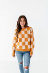 Sawyer Checkered Sweater in Pumpkin Spice