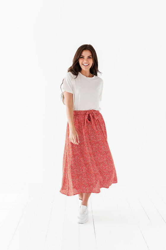Michele Midi Skirt in Red