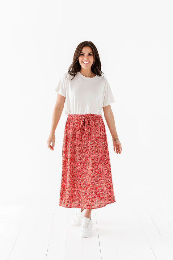 Michele Midi Skirt in Red