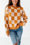 Sawyer Checkered Sweater in Pumpkin Spice