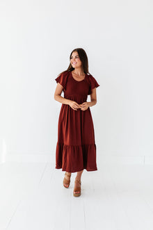  Mollie Midi Dress in Deep Rust