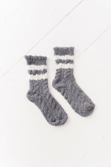  Vintage Stripe Mini-Crew Socks in Dark Gray