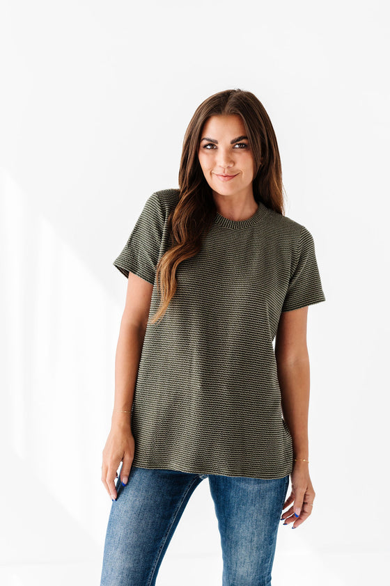 Jessa Ribbed Top in Olive — Size Small & XL Left