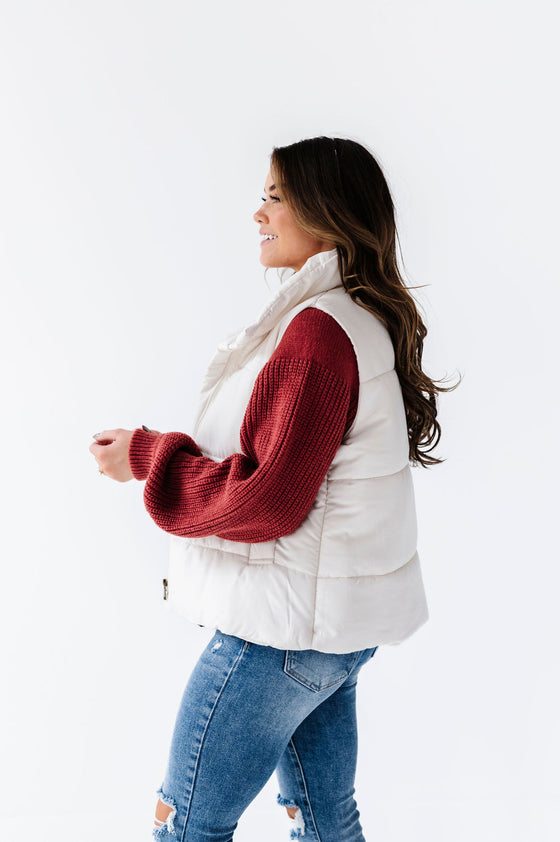 Lincoln Puffer Vest in Ivory