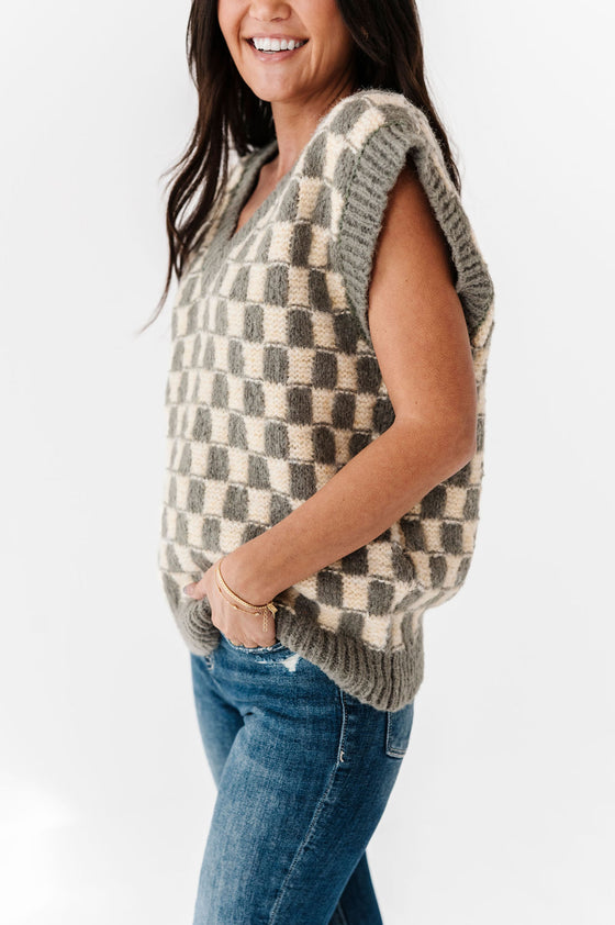 Micah Checkered Sweater Vest