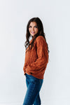 Rita Checkered Sweater In Rust - Size Large Left