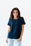 Maddy Textured Knit Top in Navy