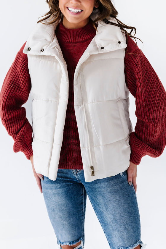 Lincoln Puffer Vest in Ivory