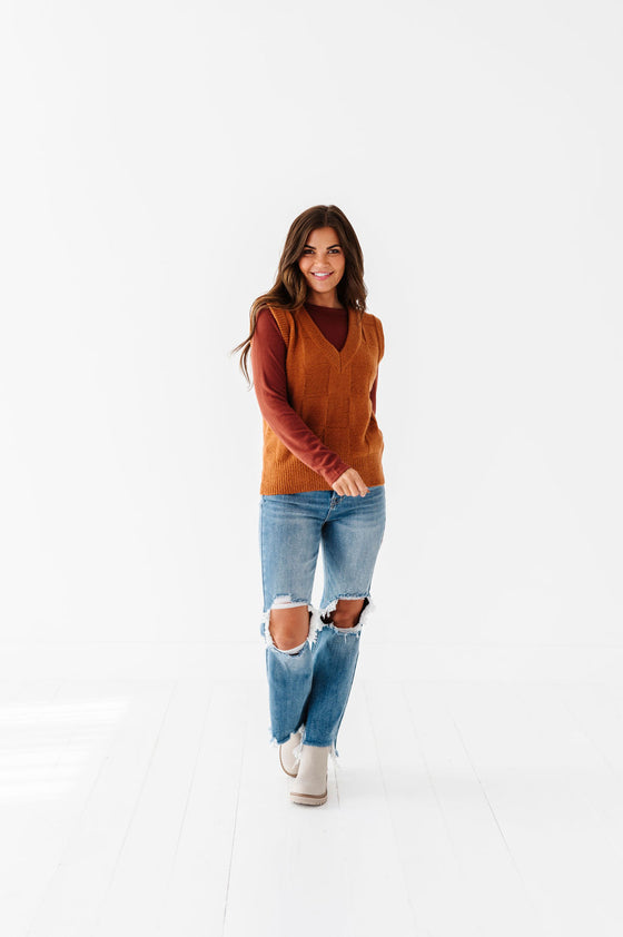 Kori Basic Ribbed Top in Copper