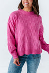Rita Checkered Sweater in Pink - Size Large Left