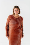 Willow Stripe Sweater Dress in Rust