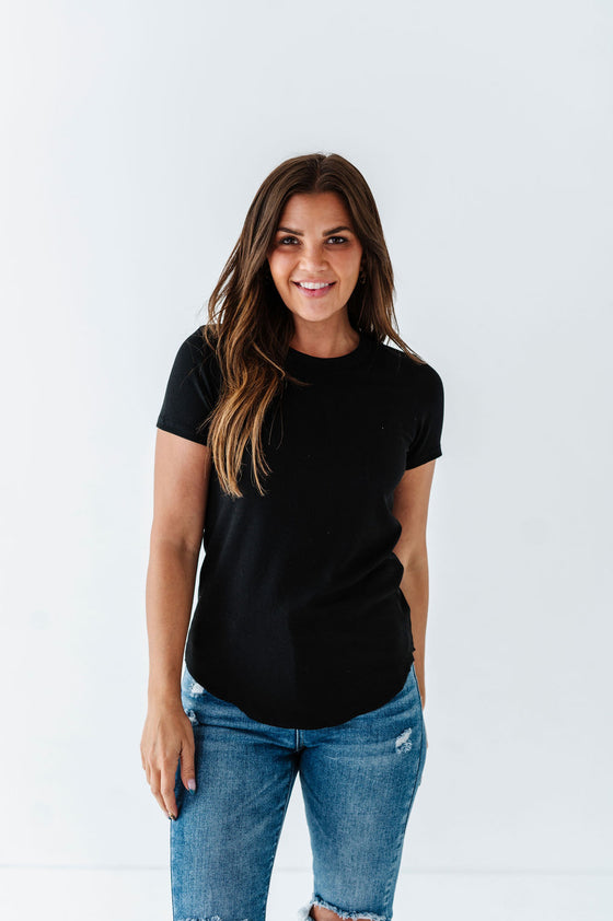 Ada Ribbed Top in Black