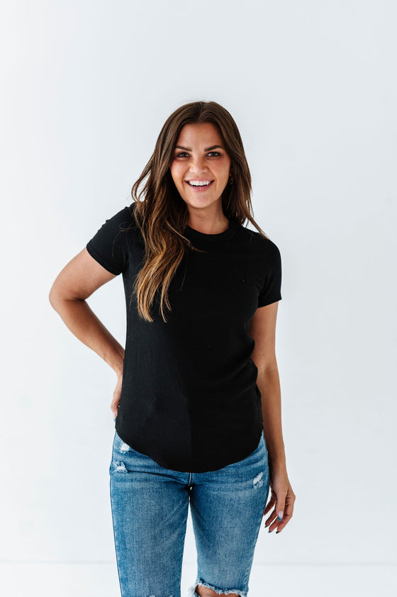 Ada Ribbed Top in Black