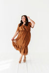 Cambria Embroidered Dress in Caramel