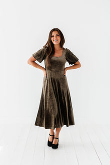  Gloria Velvet Dress in Olive