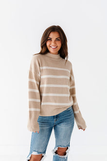  Ashton Striped Sweater in Taupe