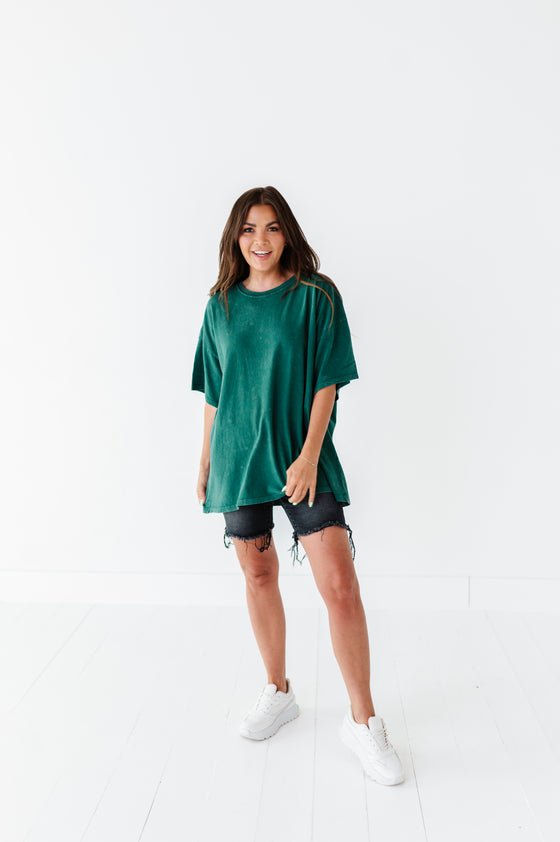 Teagan Oversized Tee in Dark Green