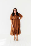 Cambria Embroidered Dress in Caramel