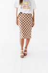 Finish Line Checkered Skirt in Brown