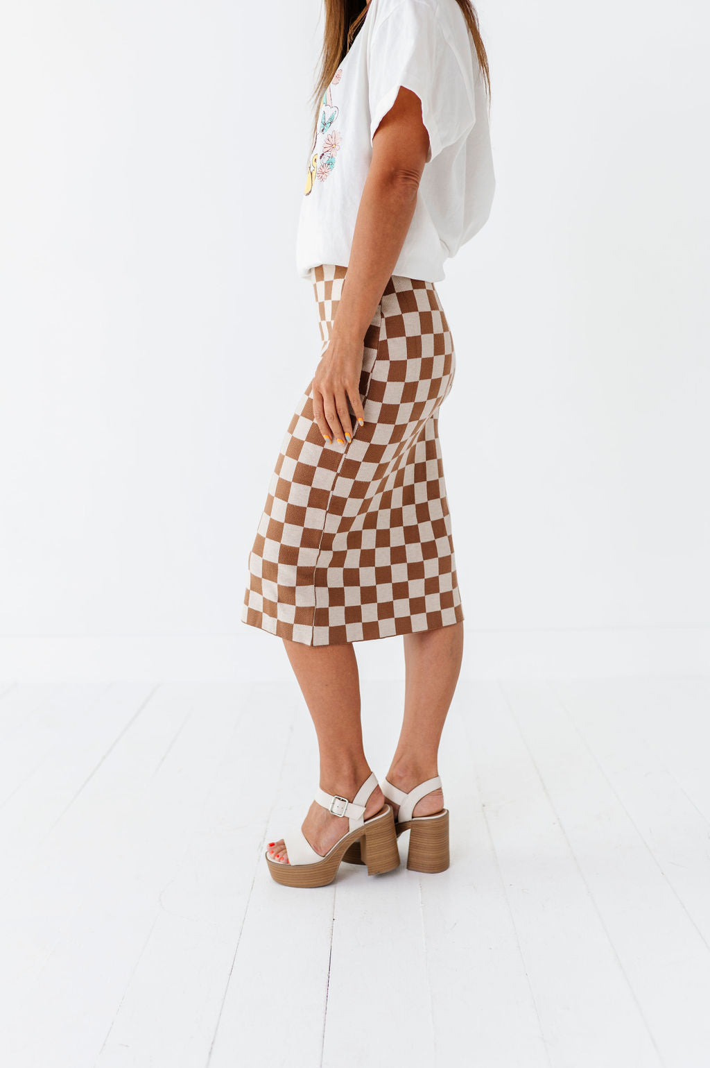 Finish Line Checkered Skirt in Brown – Livy&Kate Clothing