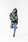 Calla Floral Knit Sweater in Green