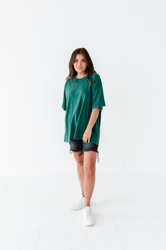 Teagan Oversized Tee in Dark Green