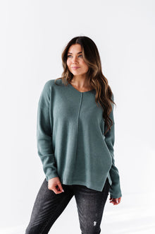  Jovie Pullover Sweater in Dusty Teal - Size Medium Left
