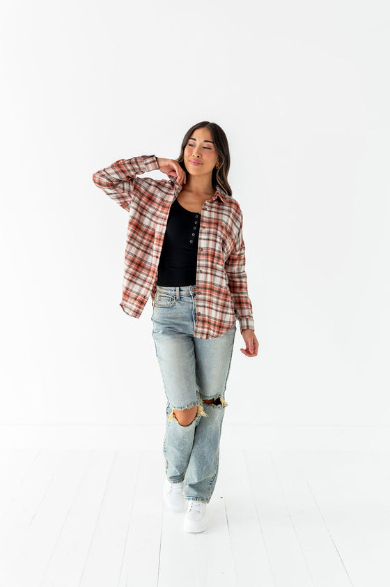 Rowan Plaid Button Up in Red