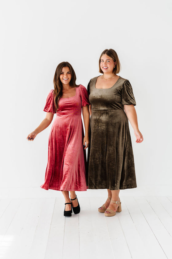 Gloria Velvet Dress in Marsala