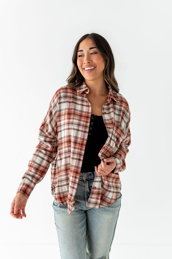 Rowan Plaid Button Up in Red