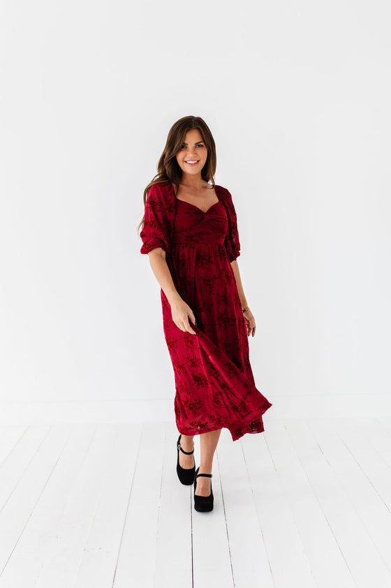 Evelyn Dress in Burgundy