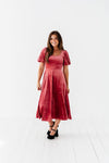 Gloria Velvet Dress in Marsala