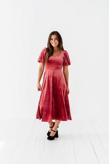  Gloria Velvet Dress in Marsala