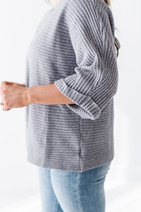 Londyn Drop Shoulder Sweater in Gray