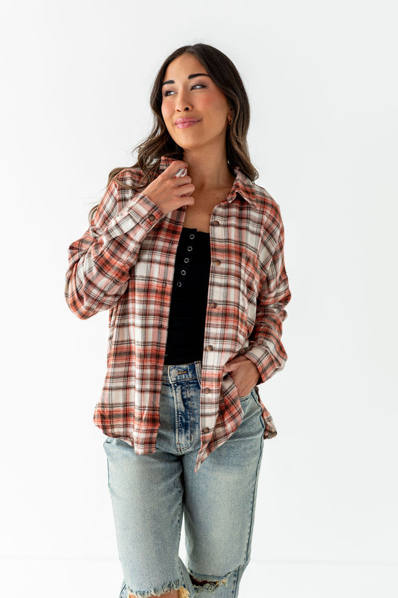 Rowan Plaid Button Up in Red