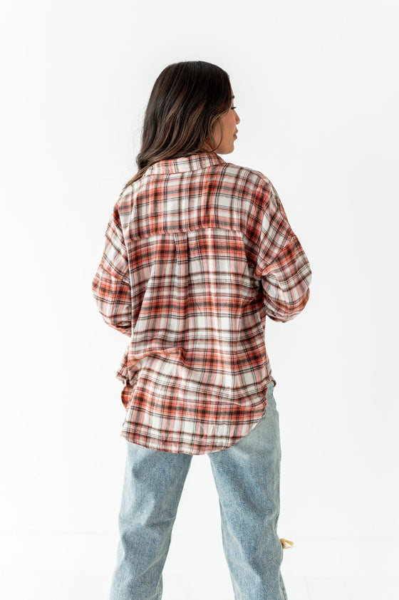 Rowan Plaid Button Up in Red