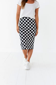  Finish Line Checkered Skirt in Black