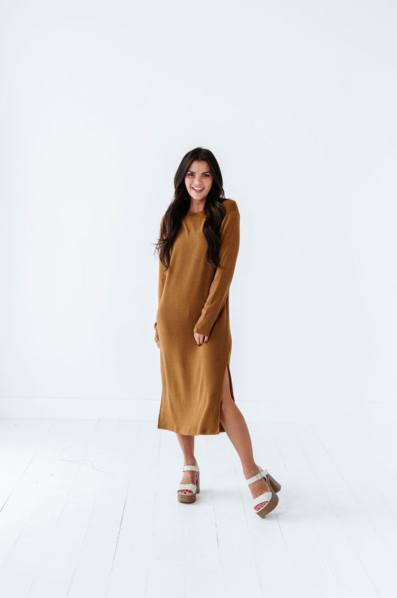 Brandi Knit Maxi Dress in Pale Brown