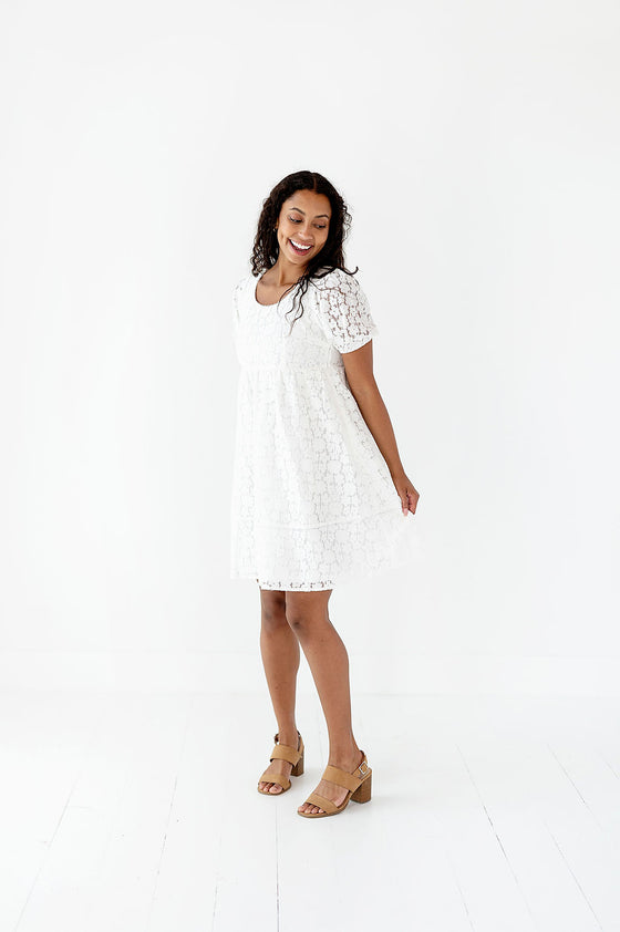 Evie Lace Dress in Ivory