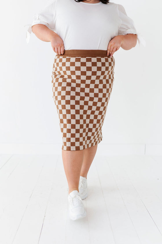 Finish Line Checkered Skirt in Brown