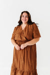 Cambria Embroidered Dress in Caramel