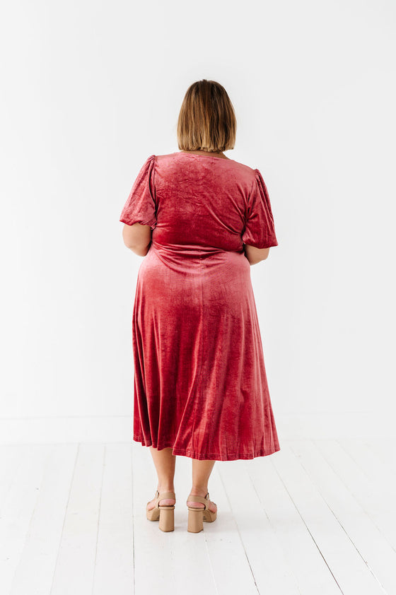 Gloria Velvet Dress in Marsala