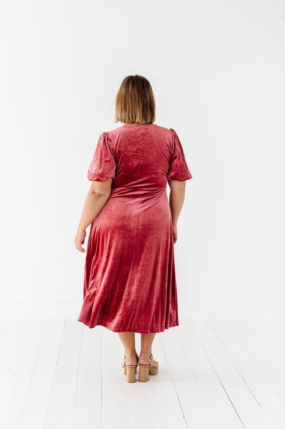 Gloria Velvet Dress in Marsala