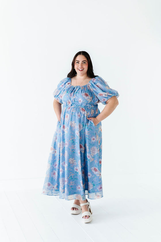 Greer Organza Dress in Blue