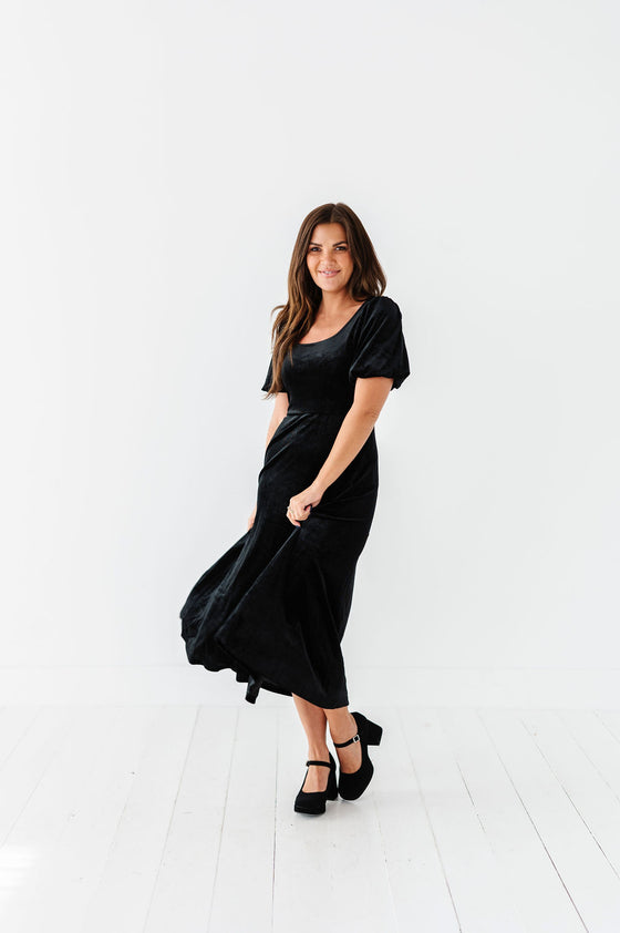 Gloria Velvet Dress in Black