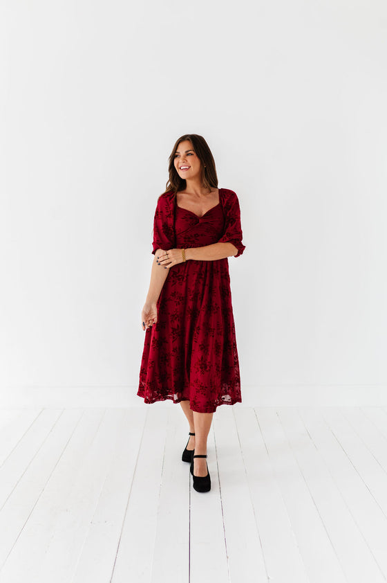 Evelyn Dress in Burgundy