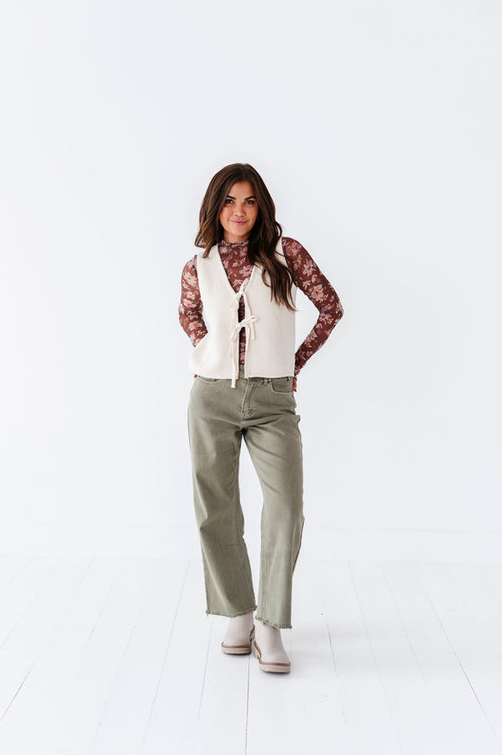 Chandler Wide Leg Jeans in Olive