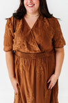 Cambria Embroidered Dress in Caramel