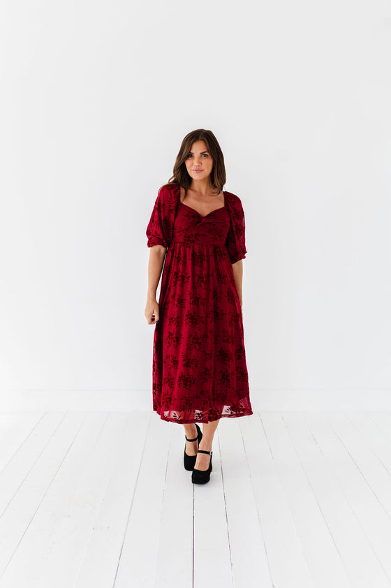 Evelyn Dress in Burgundy