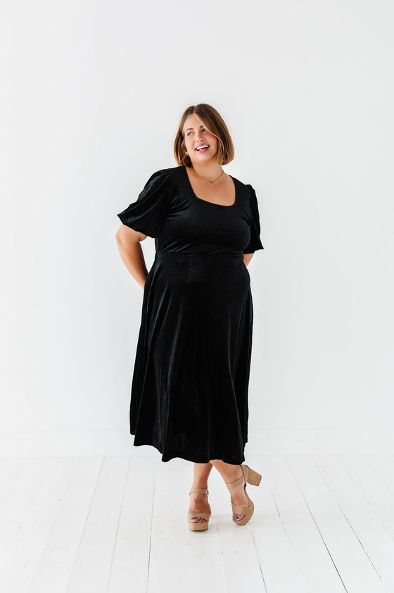 Gloria Velvet Dress in Black